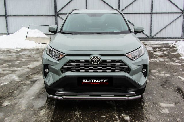 Защита Slitkoff переднего бампера d57/42 двойная для Toyota RAV4 V 2018-2026. Артикул TR419-001