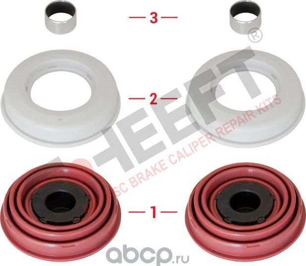 ремкомплект суппорта 2 пятака D69 с буртиком, 2 манжеты, 2 втулки SN6/7 SK7 (Cheeft). Артикул 1127