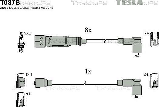 Высоковольтные провода (провода зажигания) (комплект) Tesla. Артикул T087B