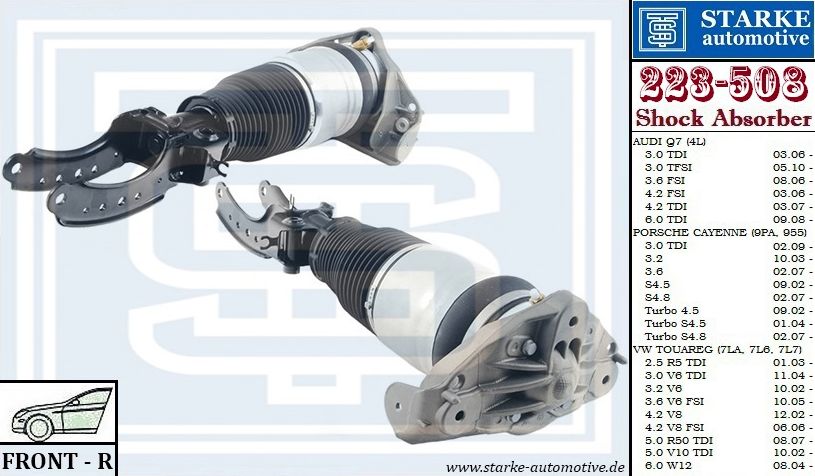 Амортизатор AUDI Q7 пневмо передний R (Starke). Артикул 223508