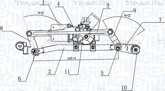 Трапеция стеклоочистителя (дворника) (в сборе) Magneti Marelli. Артикул 064377500010