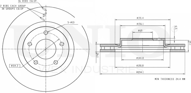 Диск тормозной (Unio). Артикул BRD-20039