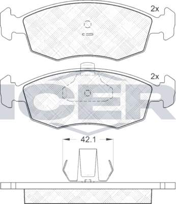 Тормозные колодки Icer для Fiat Strada 1999-2026. Артикул 181441