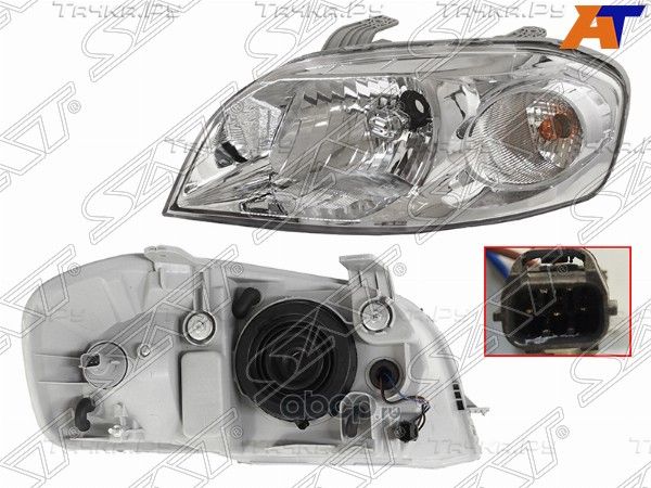 Фара CHEVROLET AVEO 06- 4D под электрокорректор (SAT). Артикул ST2351104LEM