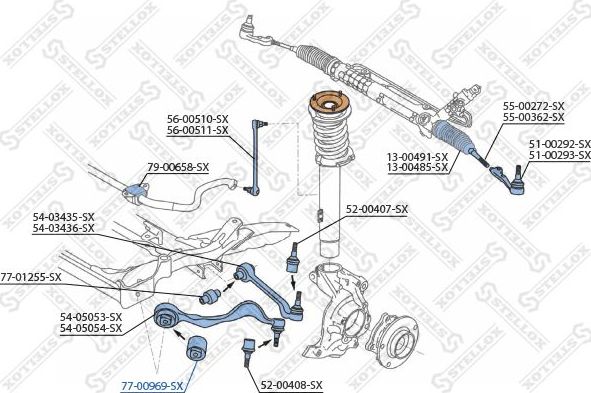 Сайлентблок переднего рычага подвески Stellox. Артикул 77-00969-SX