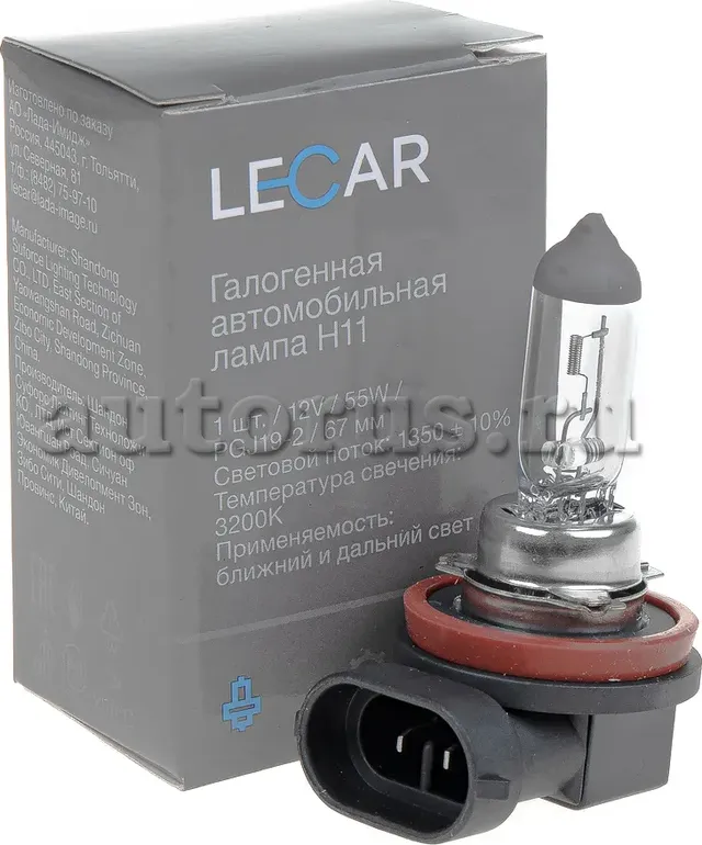 Лампа галоген 12V H11 55W PGJ19-2 LECAR. Артикул LECAR000021301