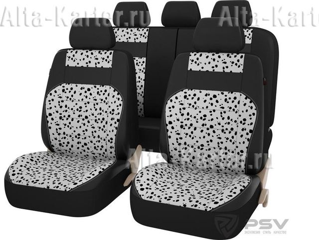 Чехлы универсальные PSV Discovery Далматин (размер L) на сидения, цвет Черный/Белый. Артикул 119719