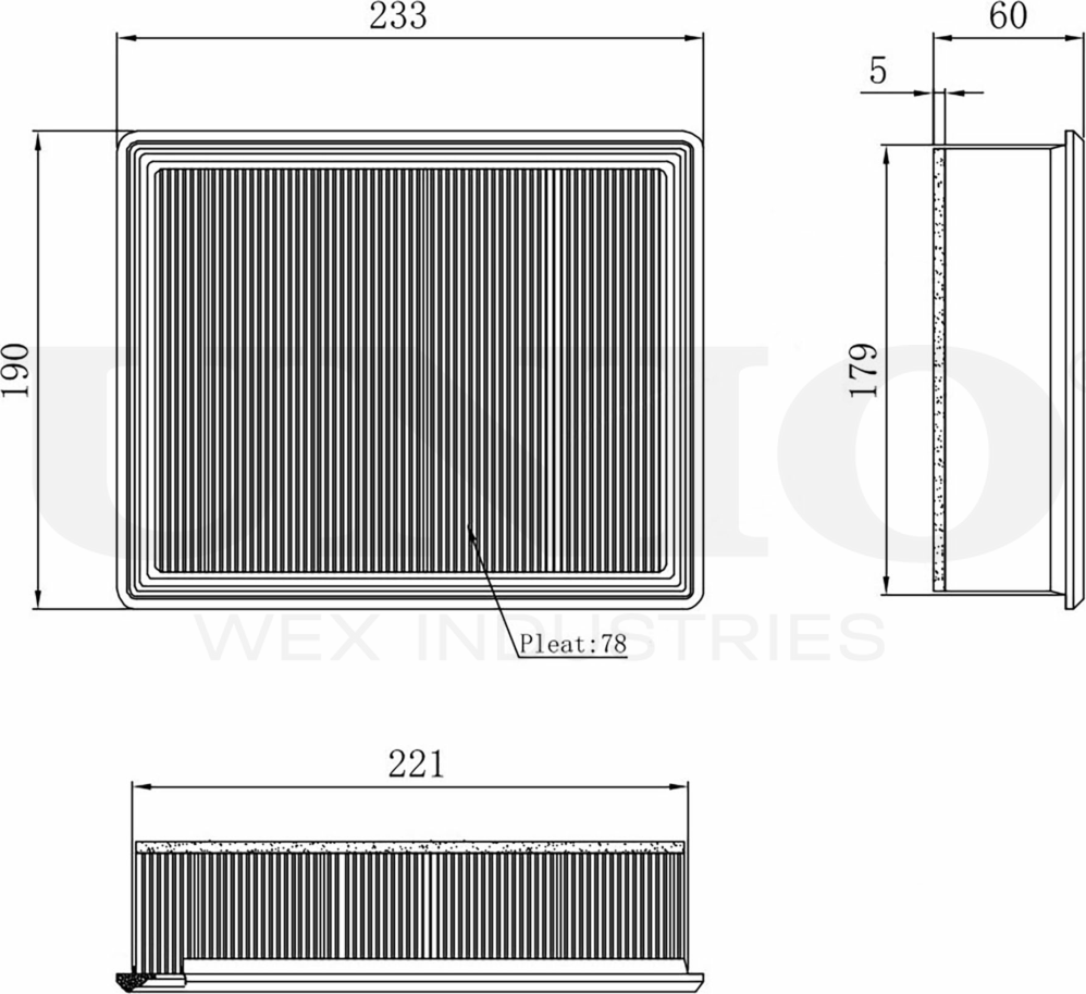 Фильтр воздушный (Unio). Артикул FLT-10024