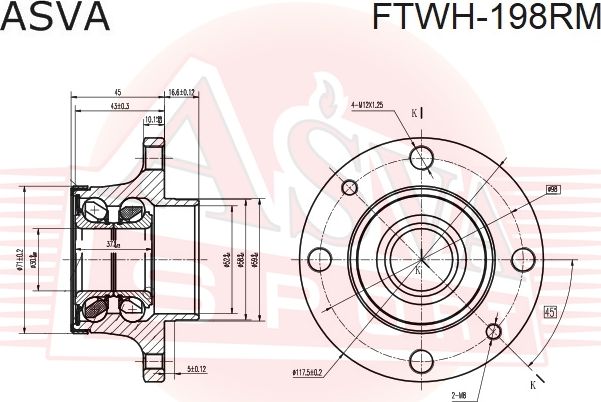 Ступица колеса Asva. Артикул FTWH-198RM