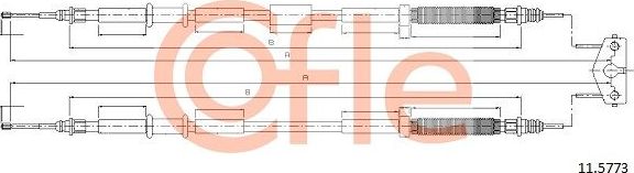 Трос ручника (тросик ручного тормоза) Cofle задний для Opel Corsa D 2006-2014. Артикул 92.11.5773