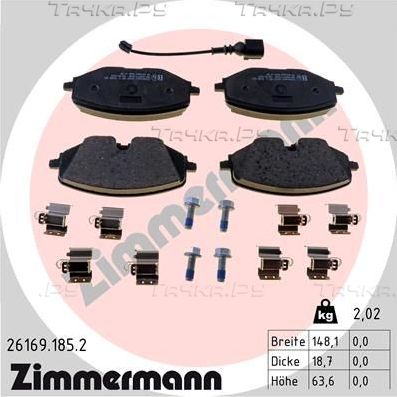 Тормозные колодки Zimmermann передние для SEAT Leon IV 2019-2026. Артикул 26169.185.2