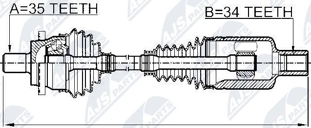 Полуось (привод в сборе, приводной вал) NTY. Артикул NPW-ME-026