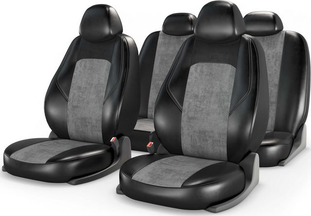 Накидки универсальные CarFashion Ranger Zamsha для авто, цвет Черный/Серый/Серый. Артикул 11230