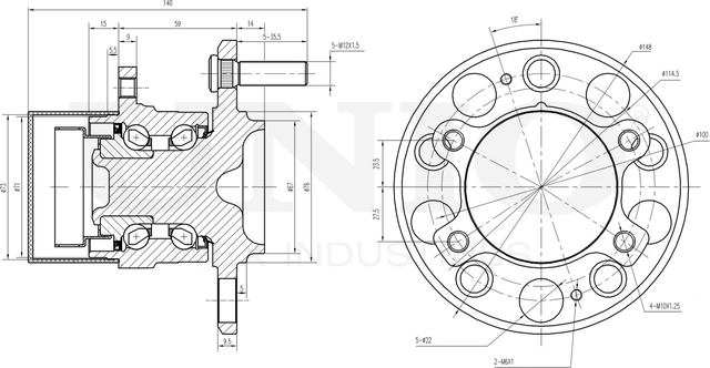 Ступица колеса с интегрированным подшипником (Unio). Артикул HUB-20036