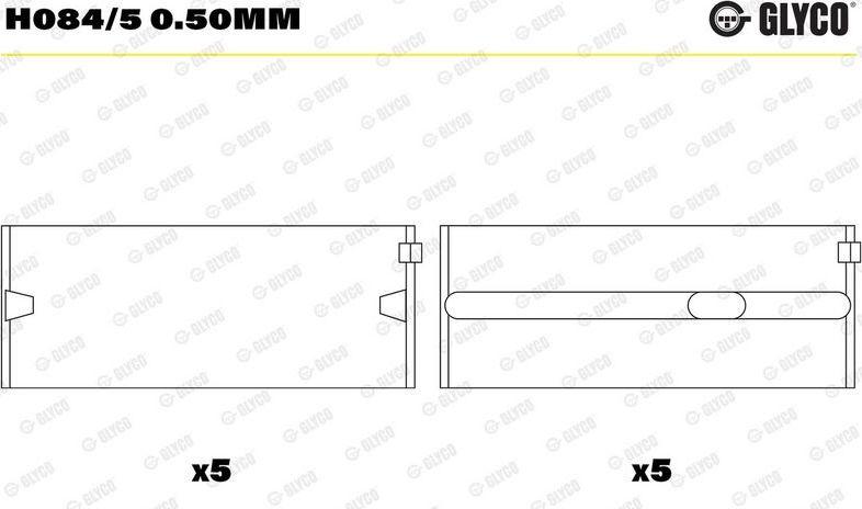 Вкладыши коренные Glyco для Volkswagen Golf II 1987-1991. Артикул H084/5 0.50mm