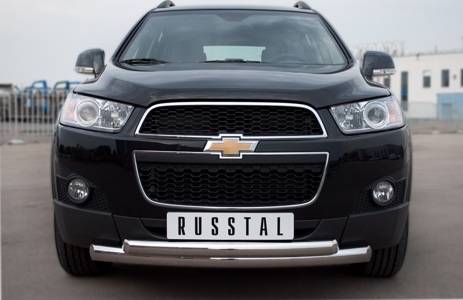 Защита RusStal переднего бампера d76/63 (дуга) для Chevrolet Captiva 2012-2013. Артикул CHCZ-000825