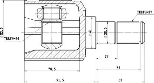 Шрус внутренний Hyundai Sonata EF (01-05) (Zikmar). Артикул Z87809R