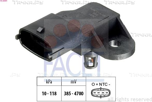 Датчик абсолютного давления (ДАД, MAP) Facet Made in Italy - OE Equivalent для Fiat Palio I 2001-2004. Артикул 10.3091