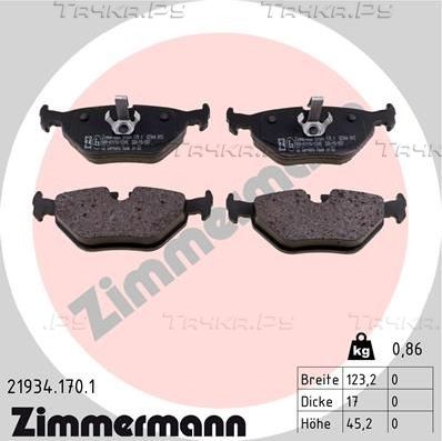 Тормозные колодки Zimmermann задние для Saab 9-5 I 1999-2009. Артикул 21934.170.1