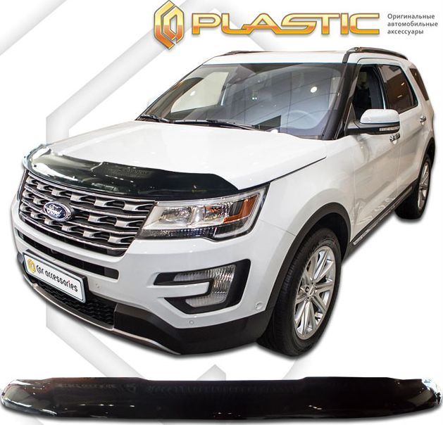 Дефлектор СА Пластик для капота (exclusive) (Classic черный) для Ford Explorer V рестайлинг 2015-2019. Артикул 2010060111811
