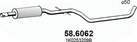 Глушитель Asso для Audi A3 II (8P) 2003-2013. Артикул 58.6062