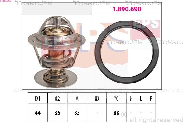 Термостат EPS Made in Italy - OE Equivalent для Peugeot 607 I 2004-2011. Артикул 1.880.685