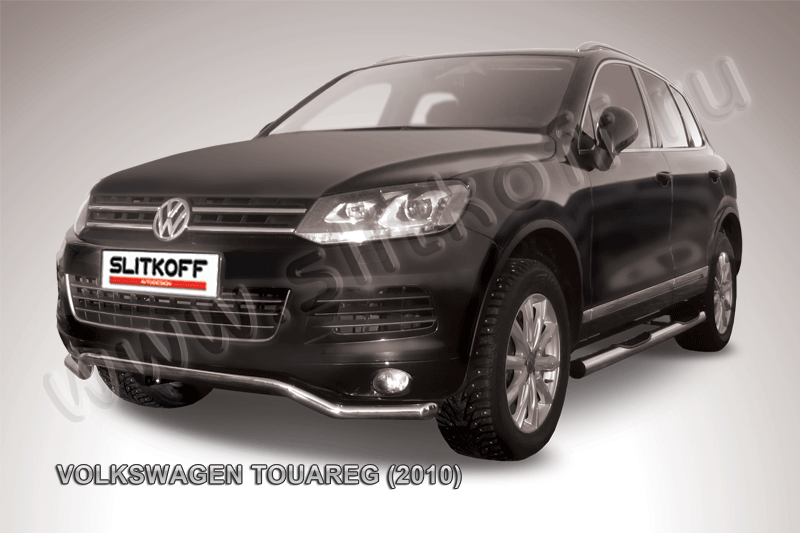 Защита Slitkoff переднего бампера d57 Волна для Volkswagen Touareg II 2010-2014. Артикул VWTR-001