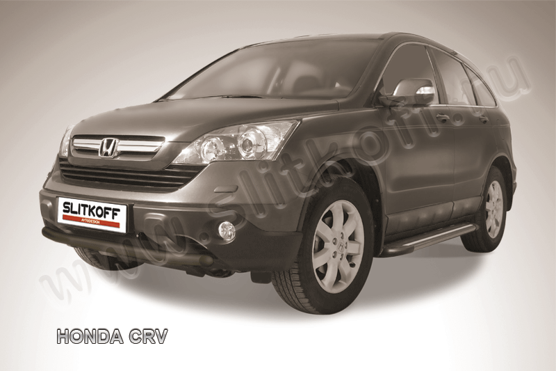 Защита Slitkoff переднего бампера d57 ЧЕРНАЯ матовая для Honda CR-V III 2009-2012. Артикул HCRV004B