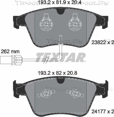 Тормозные колодки Textar Q+. Артикул 2382201