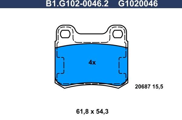 Тормозные колодки Galfer. Артикул B1.G102-0046.2