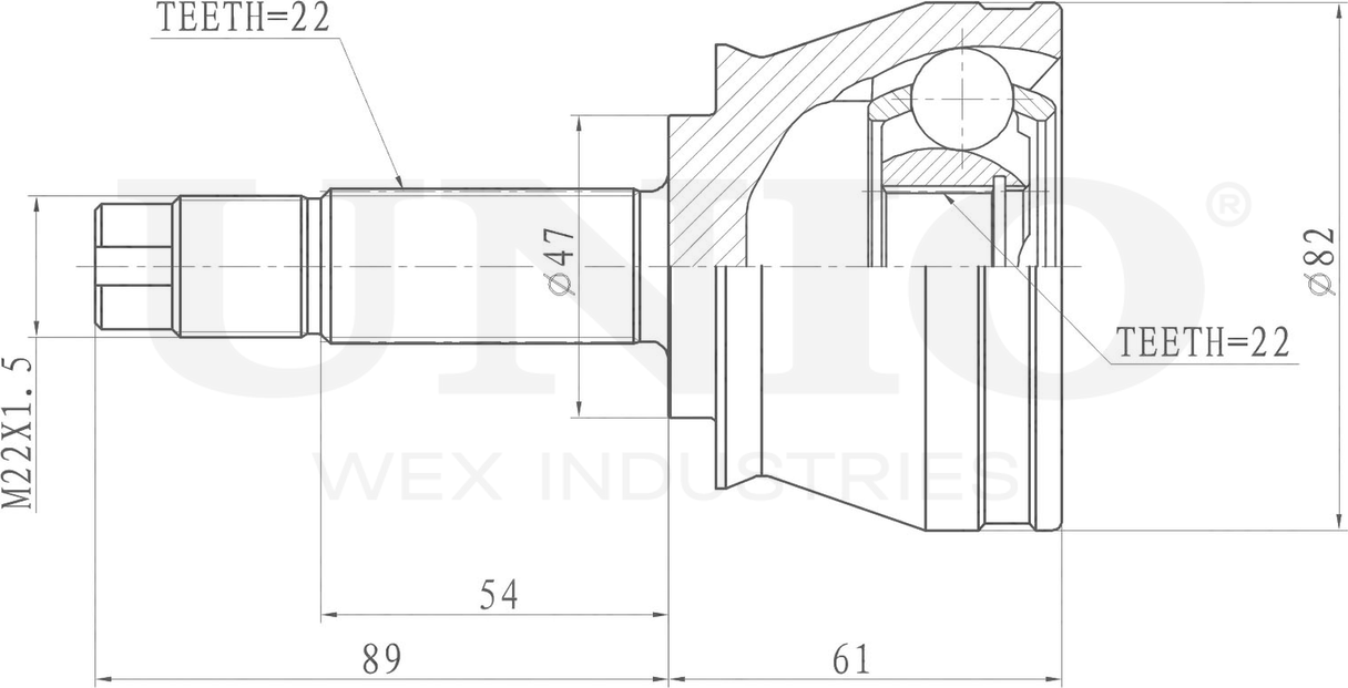 ШРУС наружный (Unio). Артикул CVJ-20020
