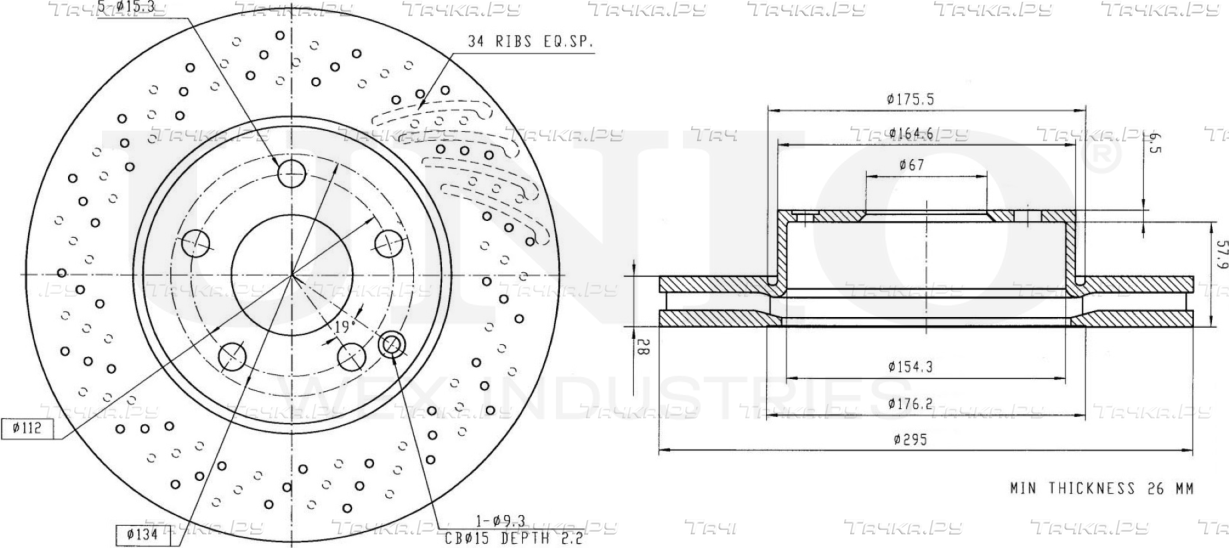 Диск тормозной (Unio). Артикул BRD-20312