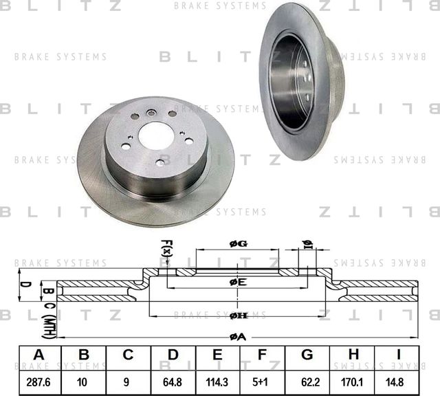 Диск тормозной TOYOTA CAMRY 91- задн. (Blitz). Артикул BS0379