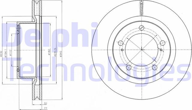 Тормозной диск Delphi передний для Lexus LX 570 2007-2026. Артикул BG9067