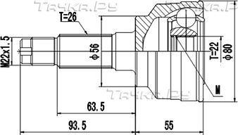 Шрус наружный (граната) Dynamatrix. Артикул DCV827001