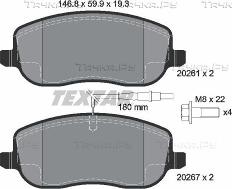 Тормозные колодки Textar Q+ передние для Peugeot 807 I 2002-2014. Артикул 2026101