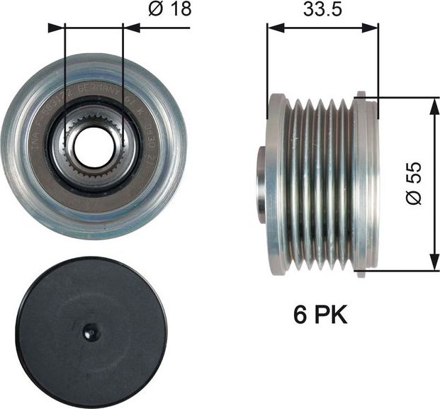 Муфта генератора обгонная Gates DriveAlign®. Артикул OAP7216