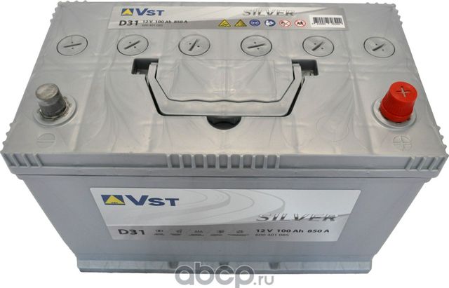АКБ VST SILVER Asia 6CT-100.0 A/h VL D31 (-/+) 12V 850 A EN 305х174.5х 225 / 600 VST. Артикул 600401085