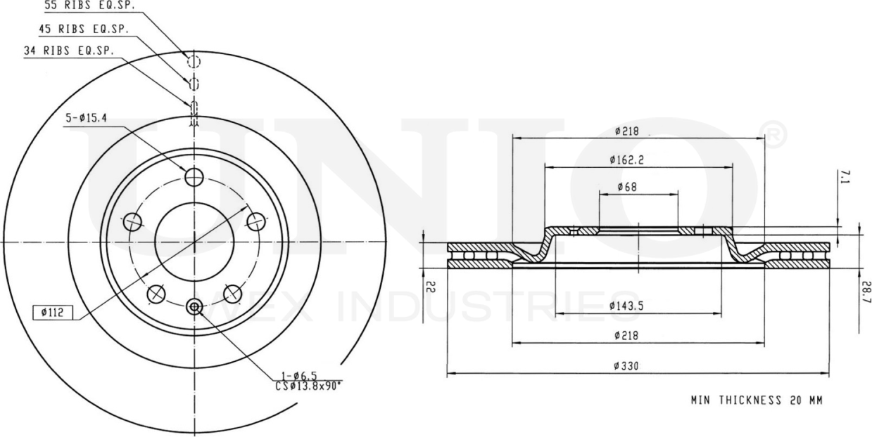 Диск тормозной (Unio). Артикул BRD-20266