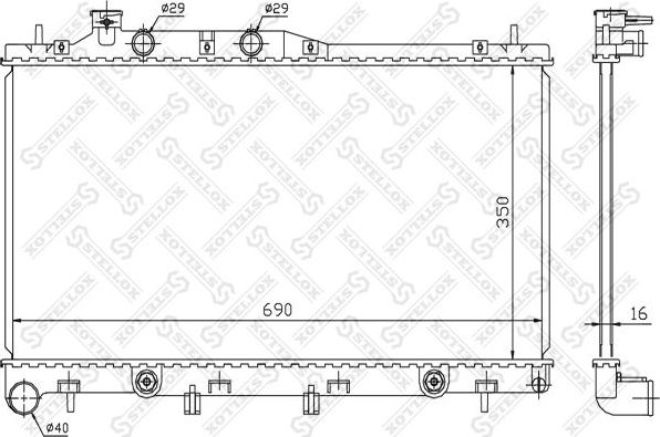 Радиатор охлаждения двигателя Stellox для Subaru Outback III 2003-2009. Артикул 10-26245-SX