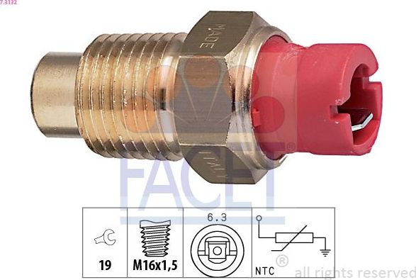 Датчик температуры охлаждающей жидкости Facet Made in Italy - OE Equivalent. Артикул 7.3132