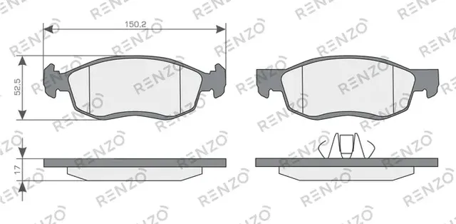 Тормозные колодки дисковые передние Dacia Logan 1.6 16V, 1.5dCi, 07 -, ATE (Renzo). Артикул RNZ058