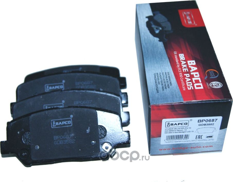 Колодки тормозные дисковые пер. HYUNDAI i30 (GD) 11-, VELOSTER 12-, K (Bapco) Bapco. Артикул BP0687