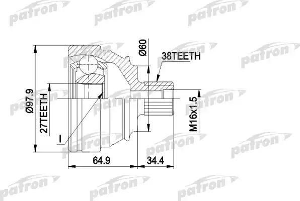 Шрус наружный (граната) Patron для Volkswagen Transporter T4 1990-2003. Артикул PCV1230