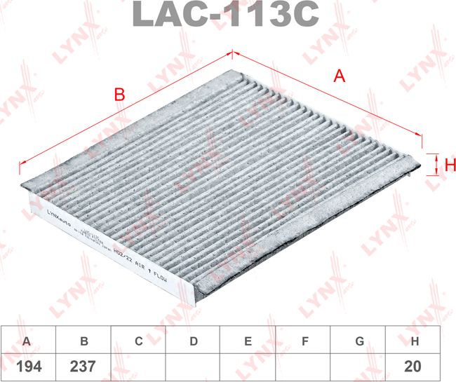 Салонный фильтр LYNXauto. Артикул LAC-113C
