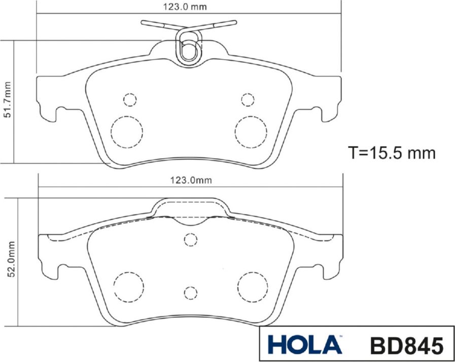 Тормозные колодки HOLA. Артикул BD845