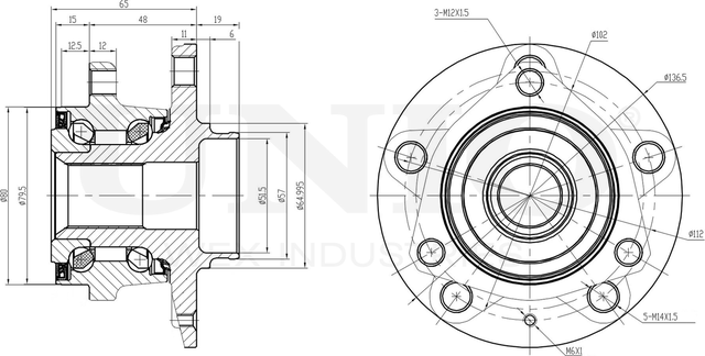 Ступица колеса с интегрированным подшипником (Unio). Артикул HUB-20004