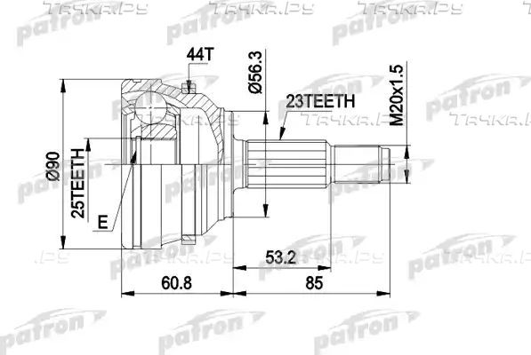 Шрус наружный (граната) Patron. Артикул PCV1422