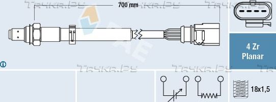 Лямбда-зонд (кислородный датчик) FAE правый для Volkswagen Passat B6 2005-2010. Артикул 77633