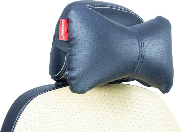 Подушка под шею CarFashion ортопедическая Экокожа, цвет Черный/Черный/Черный. Артикул 41081
